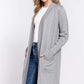 ACTIVE BASIC Open Front Rib Trim Long Sleeve Knit Cardigan at Bella Road