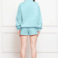 Half Zip Long Sleeve Sweatshirt and Drawstring Shorts Set