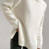 Basic Bae Side Slit Turtleneck Dropped Shoulder Sweater - White