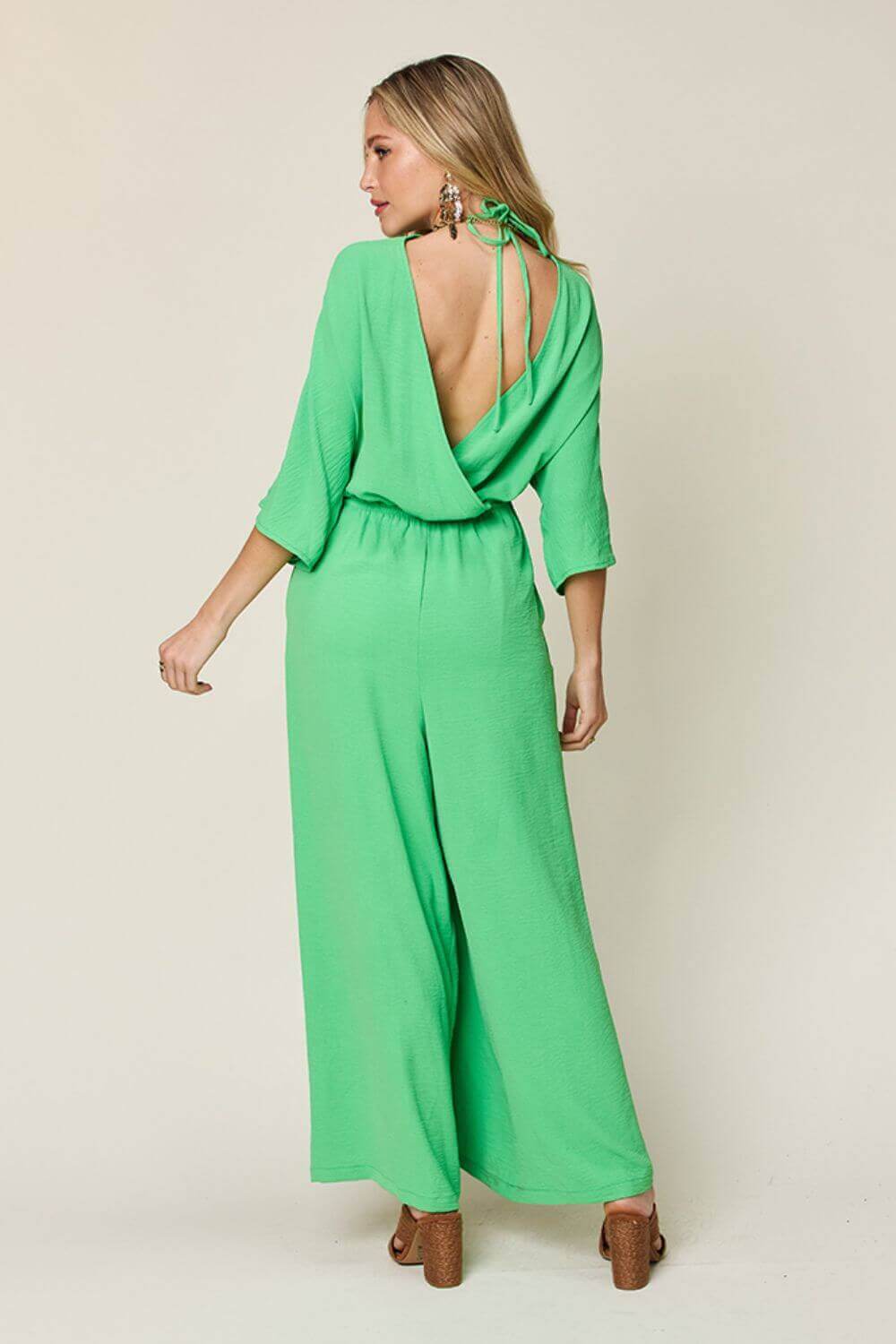 DOUBLE TAKE Full Size Half Sleeve Wide Leg Jumpsuit at Bella Road