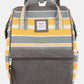 Himawari striped waterproof nylon backpack with side pockets, stylish and practical for daily use, front view.