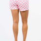 High Waist Contrast Checkered Shorts