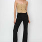 Risen Jeans High Rise Side Slit Cargo Bootcut Jeans in black modeled with a beige top