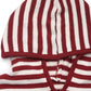 Burgundy and white striped hood of Perfee Long Sleeve Hooded Sweater, showcasing cozy design and playful pattern.