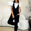 Plunge Sleeveless Jumpsuit with Pockets - Black