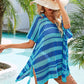 BELLA ROAD Tassel Openwork Striped V-Neck Cover Up at Bella Road