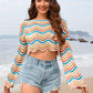 BELLA ROAD Striped Boat Neck Long Sleeve Cover Up at Bella Road