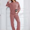 Bella Road Dropped Shoulder Long Sleeve Hoodie and Pants Set - Dusty Pink