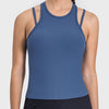 Millennia Cutout Round Neck Racerback Active Tank - Dusty Blue