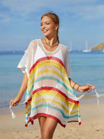 BELLA ROAD Cutout Striped Cover-Up with Tassel at Bella Road