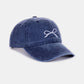 Bow Embroidered Washed Cotton Cap in Navy Blue with Delicate White Bow Embroidery, Stylish and Comfortable All-Day Wear Accessory