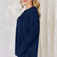 Ribbed Half Button Long Sleeve High-Low T-Shirt