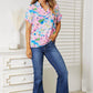 DOUBLE TAKE Floral Notched Neck Short Sleeve Top at Bella Road