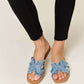 FOREVER LINK Raw Trim Denim H-Band Flat Sandals at Bella Road