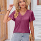 DOUBLE TAKE Ruched V-Neck Short Sleeve T-Shirt at Bella Road