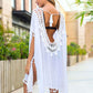 BELLA ROAD Tassel Cutout Half Sleeve Cover-Up at Bella Road