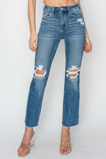 High Rise Distressed Ankle Jeans by Risen Jeans - Trendy and versatile, perfect for any occasion. Pair with heels for night or sneakers for casual.