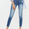 Kancan Distressed Raw Hem High Waist Jeans - MED