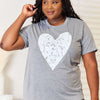 Heart Graphic Cuffed Short Sleeve T-Shirt - Heather Gray