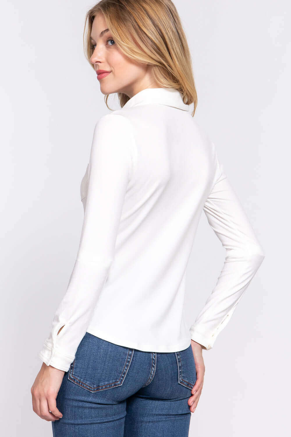 ACTIVE BASIC Long Sleeve Front Pocket DTY Brushed Shirt at Bella Road