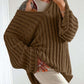 Cozy coffee brown Bella Road V-Neck Long Sleeve Sweater styled with a chic outfit, showcasing trendy fall fashion vibes.