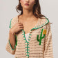 Edge Stitched Cactus Patch Sweater Cardigan