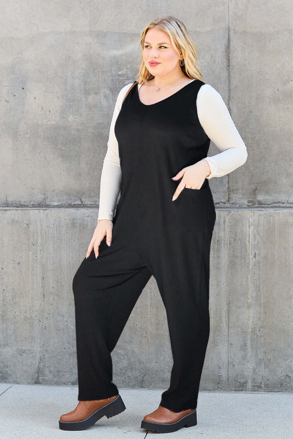 DOUBLE TAKE Full Size Sleeveless Straight Jumpsuit at Bella Road