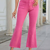 Bella Road Raw Hem High Waist Bootcut Jeans - Pink