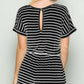 HEIMISH Full Size Striped Round Neck Short Sleeve Romper at Bella Road