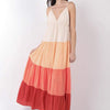 Color Block Tiered Maxi Cami Dress - Sunset Mix