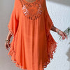 Tassel Cutout Scoop Neck Cover-Up Dress - Orange