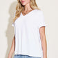 BASIC BAE Full Size V-Neck High-Low T-Shirt at Bella Road