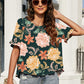 BELLA ROAD Floral Ruffled Short Sleeve Blouse at Bella Road