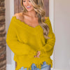 Bella Road Frayed Hem Dropped Shoulder Sweater - Chartreuse