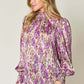 DOUBLE TAKE Full Size Printed Smocked Long Sleeve Blouse at Bella Road