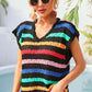 BELLA ROAD Striped V-Neck Slit Cover Up at Bella Road