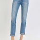 High Rise Cropped Roll Up Jeans by Risen Jeans featuring stylish high waist design and rolled-up cuffs, perfect for showcasing shoes.