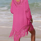 Cutout Fringe Scoop Neck Cover-Up