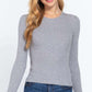 ACTIVE BASIC Full Size Ribbed Round Neck Long Sleeve Knit Top at Bella Road