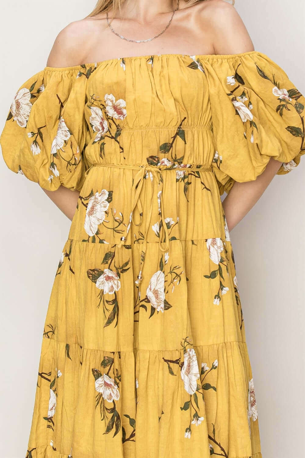 HYFVE Floral Puff Sleeve Tiered Dress at Bella Road