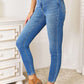 High Waist Skinny Jeans in medium ash wash, Judy Blue Jeans, full-size, flattering fit, clean look, slightly stretchy, worn by model