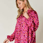 DOUBLE TAKE Full Size Printed Long Sleeve Blouse at Bella Road