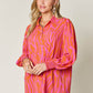 DOUBLE TAKE Full Size Printed Smocked Long Sleeve Blouse at Bella Road