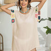 Tassel Boat Neck Flutter Sleeve Cover Up - Dust Storm