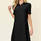 Texture Collared Neck Short Sleeve Dress | Full Size