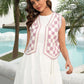 BELLA ROAD Checkered Open Front Sleeveless Cover Up at Bella Road