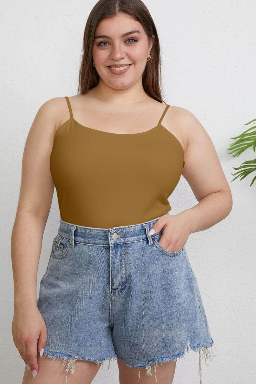 BASIC BAE Full Size Round Neck Slim Cami at Bella Road