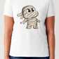 Woman wearing Simply Love Full Size Graphic Round Neck Short Sleeve Tubular T-Shirt with cute mummy design