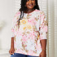 DOUBLE TAKE Floral Round Neck Three-Quarter Sleeve Top at Bella Road