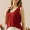 V-Neck Curved Hem Tank by Ninexis - BURGUNDY